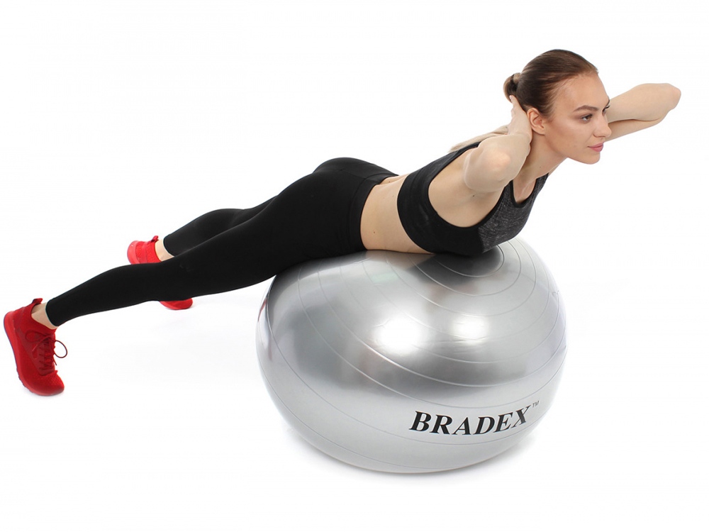 картинка Мяч для фитнеса Fitball 65 с насосом, серебристый от интернет-магазина сувениров и бизнес-подарков Gifts-Moskva.RU г. Москва