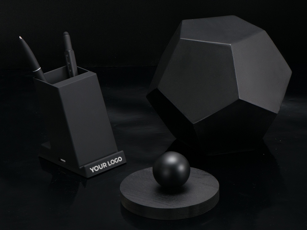 картинка Беспроводная зарядка-подставка с подсветкой Glow box, черный от интернет-магазина сувениров и бизнес-подарков Gifts-Moskva.RU г. Москва