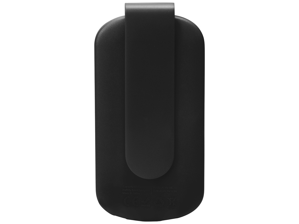 картинка Портативное зарядное устройство Pin на 4000 mAh с большой площадью нанесения и клипом для крепления к одежде или сумке, черный от интернет-магазина сувениров и бизнес-подарков Gifts-Moskva.RU г. Москва