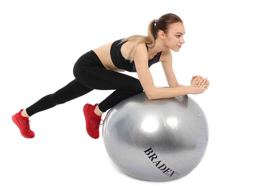картинка Мяч для фитнеса Fitball 65 с насосом, серебристый от интернет-магазина сувениров и бизнес-подарков Gifts-Moskva.RU г. Москва