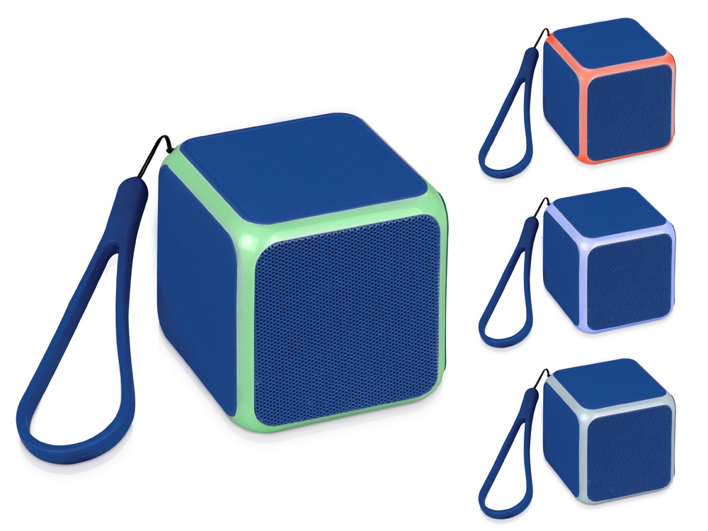 картинка Портативная колонка Cube с подсветкой, синий от интернет-магазина сувениров и бизнес-подарков Gifts-Moskva.RU г. Москва