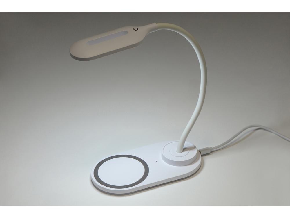 картинка Настольный светильник с беспроводной зарядкой Flamp, белый от интернет-магазина сувениров и бизнес-подарков Gifts-Moskva.RU г. Москва
