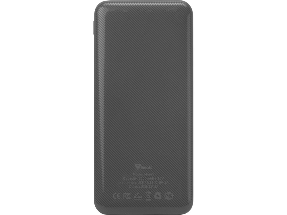 картинка Внешний аккумулятор Evolt Mini-5, 5000 mAh, серый от интернет-магазина сувениров и бизнес-подарков Gifts-Moskva.RU г. Москва