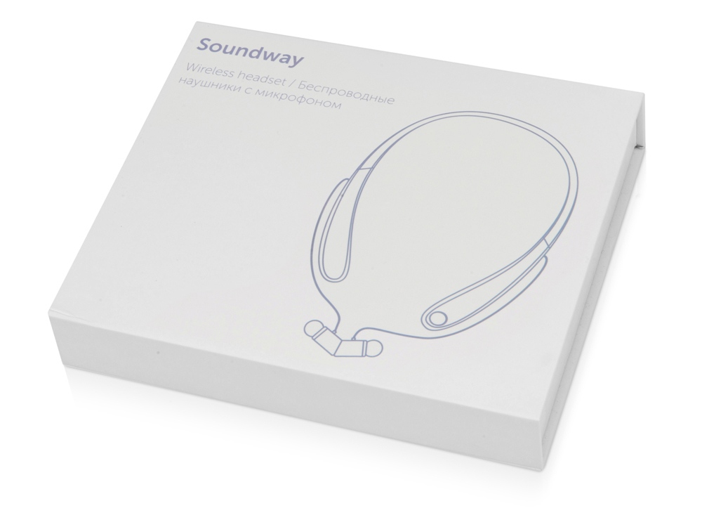 картинка Беспроводные наушники с микрофоном Soundway, черный/белый от интернет-магазина сувениров и бизнес-подарков Gifts-Moskva.RU г. Москва