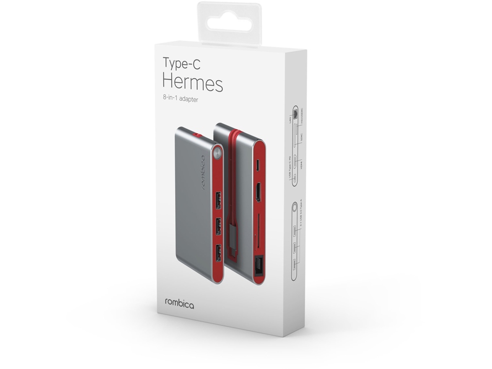 картинка Хаб USB Rombica Type-C Hermes Red от интернет-магазина сувениров и бизнес-подарков Gifts-Moskva.RU г. Москва