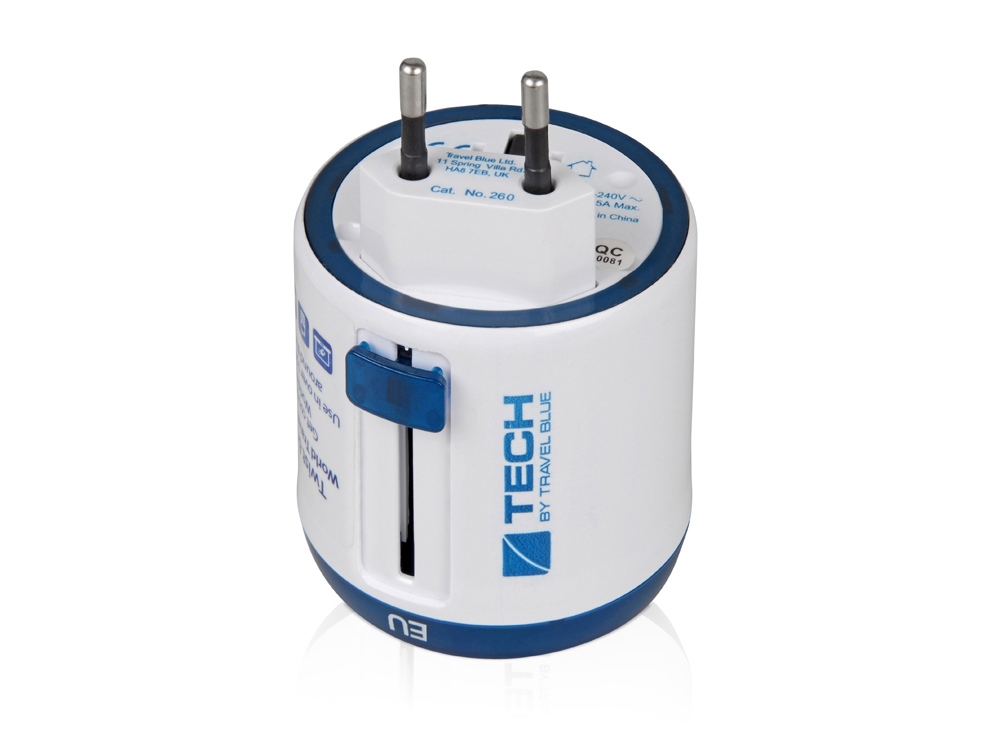 картинка Адаптер Travel Blue Twist & Slide Travel Adaptor, голубой/белый от интернет-магазина сувениров и бизнес-подарков Gifts-Moskva.RU г. Москва