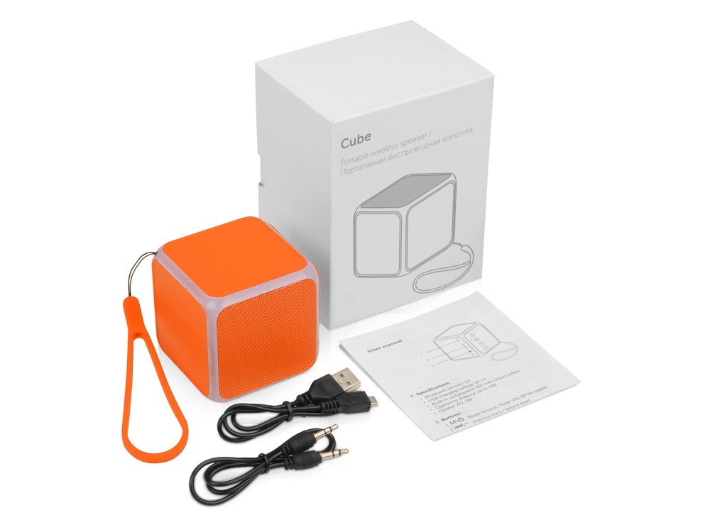 картинка Портативная колонка Cube с подсветкой, оранжевый от интернет-магазина сувениров и бизнес-подарков Gifts-Moskva.RU г. Москва