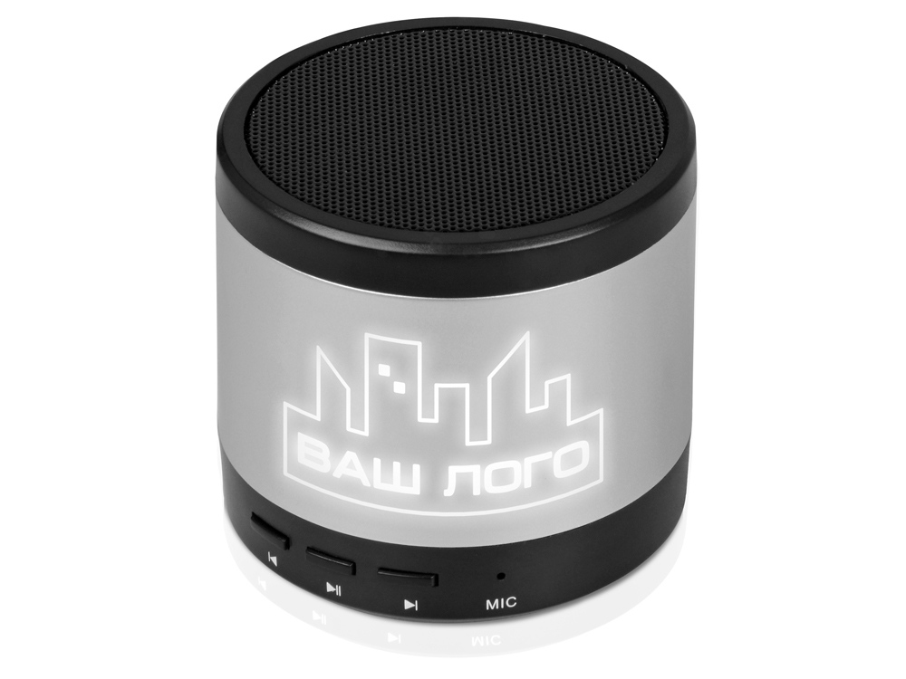 картинка Портативная колонка Ring neon с белой подсветкой корпуса, серебристый от интернет-магазина сувениров и бизнес-подарков Gifts-Moskva.RU г. Москва