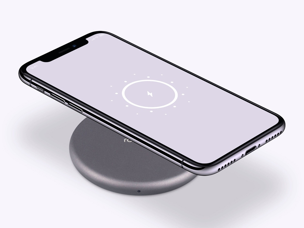 картинка Беспроводное зарядное устройство Rombica NEO Q1 Quick, серый от интернет-магазина сувениров и бизнес-подарков Gifts-Moskva.RU г. Москва