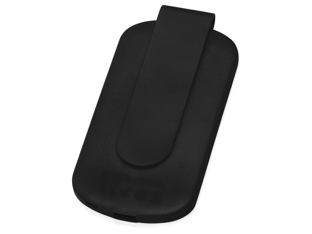 картинка Портативное зарядное устройство Pin на 4000 mAh с большой площадью нанесения и клипом для крепления к одежде или сумке, черный от интернет-магазина сувениров и бизнес-подарков Gifts-Moskva.RU г. Москва