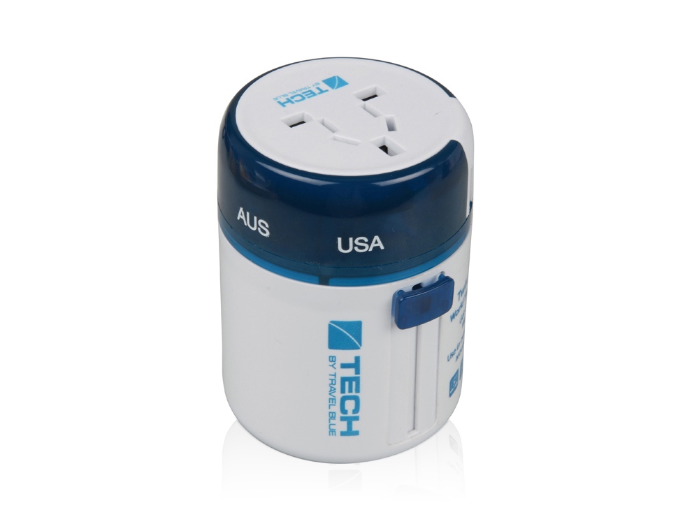 картинка Адаптер с 2-умя USB-портами для зарядки Travel Blue Twist & Slide Adaptor голубой/белый от интернет-магазина сувениров и бизнес-подарков Gifts-Moskva.RU г. Москва