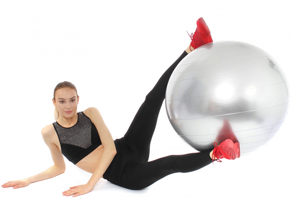картинка Мяч для фитнеса Fitball 65 с насосом, серебристый от интернет-магазина сувениров и бизнес-подарков Gifts-Moskva.RU г. Москва