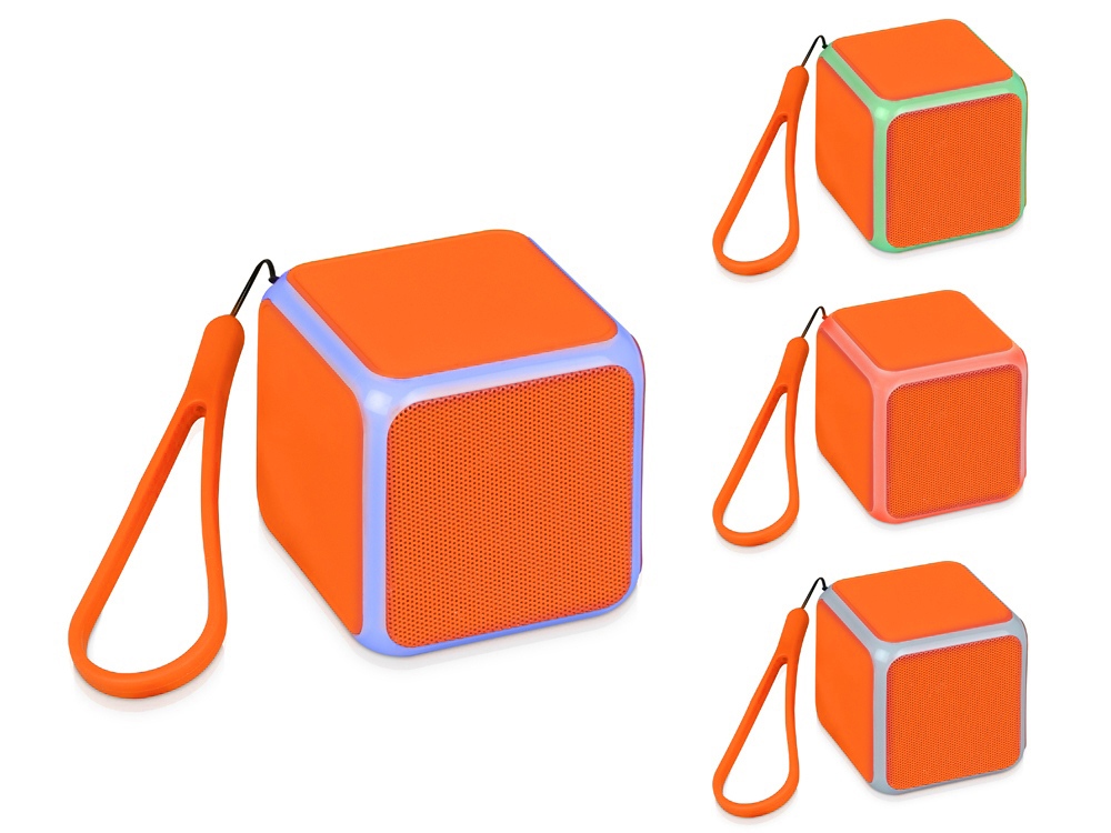 картинка Портативная колонка Cube с подсветкой, оранжевый от интернет-магазина сувениров и бизнес-подарков Gifts-Moskva.RU г. Москва