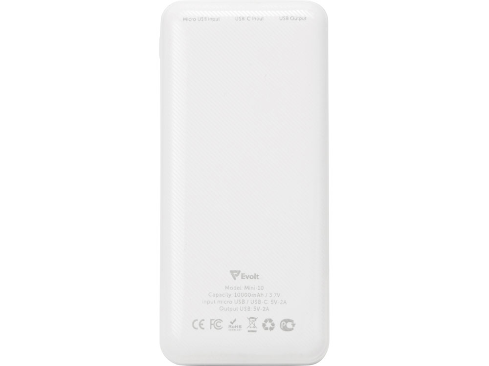 картинка Внешний аккумулятор Evolt Mini-10, 10000 mAh, белый от интернет-магазина сувениров и бизнес-подарков Gifts-Moskva.RU г. Москва