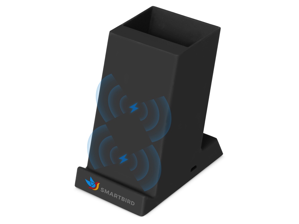 картинка Беспроводная зарядка-подставка с подсветкой Glow box, черный от интернет-магазина сувениров и бизнес-подарков Gifts-Moskva.RU г. Москва